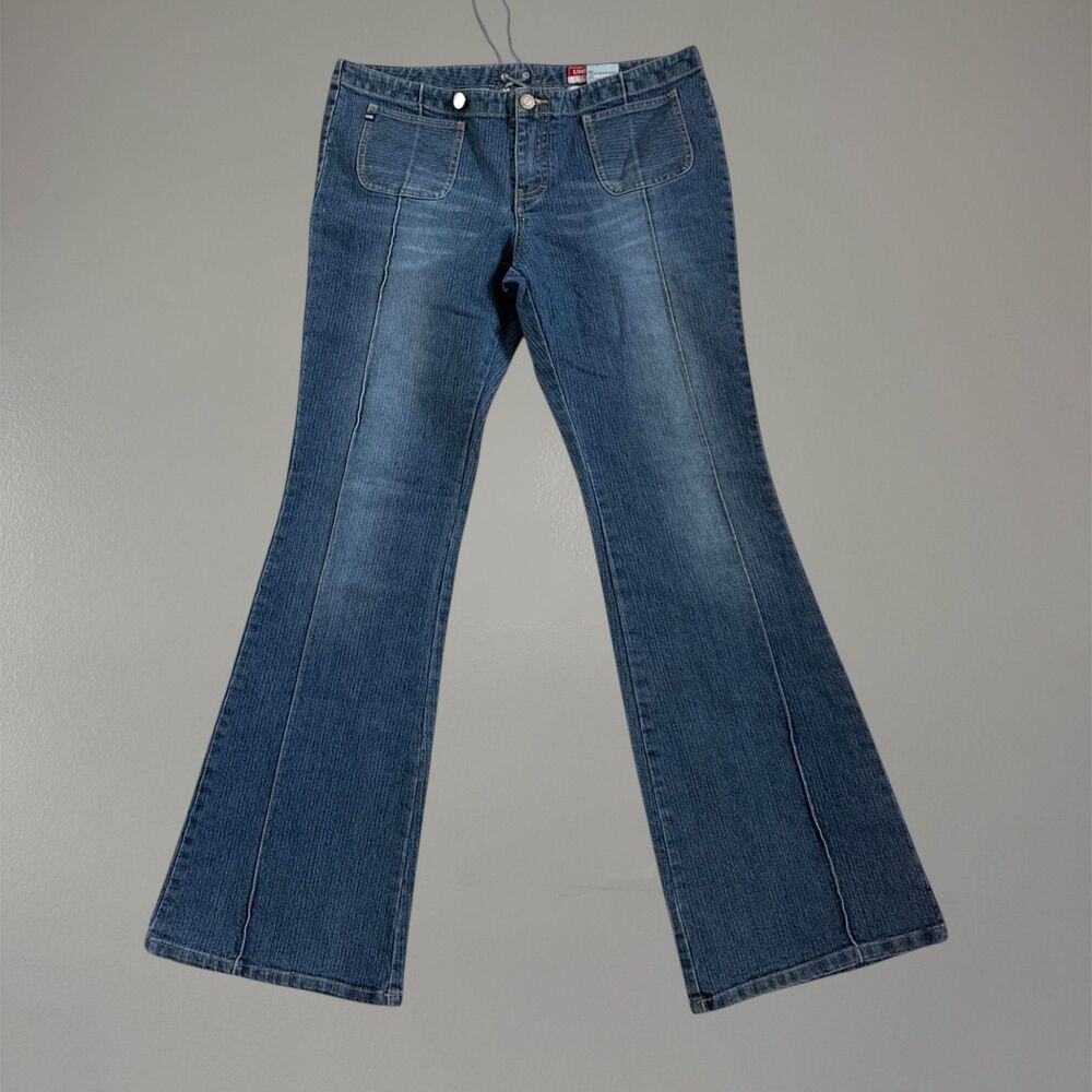 Vintage Union Bay Jeans Size 13 Flare Lace Up Retro 90s Heavy Denim Y2K